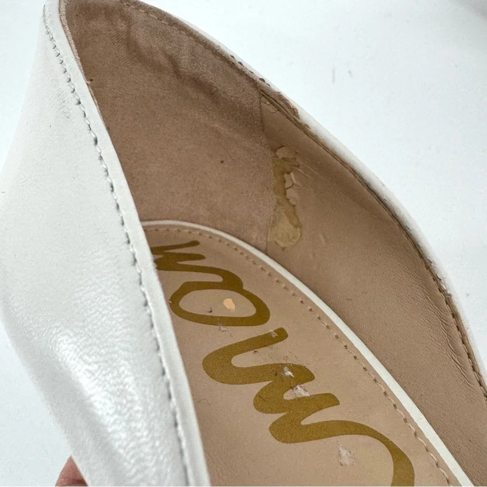 Sam Edelman d’Orsay Leather Pump Pointed Stiletto Heels in White Size 6.5